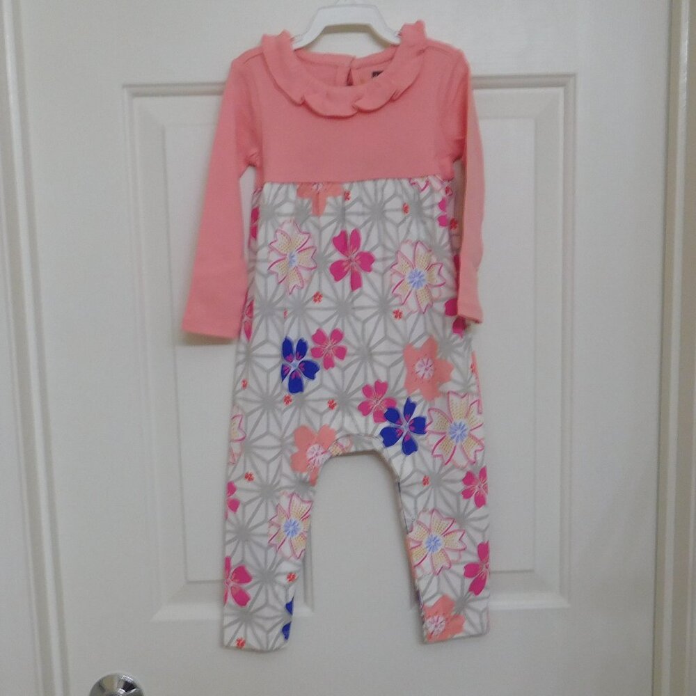 NWT Tea Collection Star Blossoms Ruffle Collar Pants Romper sz 12-18 Months